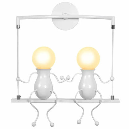 Humanoid Creative Wall Light Modern Simple Little Man Bedside Lamp Sconce Indoor Decor Hanging Lighting for Children Bedroom LED