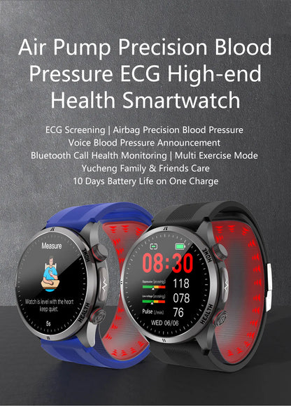 New Blood pressure Non-invasive Health Monitor Airbag Sports Smart Watches ECG+PPG Precise 1.43-inch AMOLED Calls Smartwatch NFC