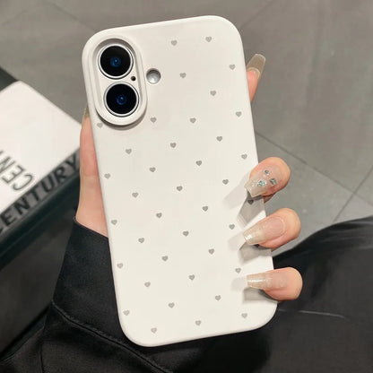 Cute Love Heart Candy Color Matte Case for iPhone 17 16 15 Pro Max 14 Plus 12 13 11 Air Soft Liquid Silicone Ultra Slim Cover