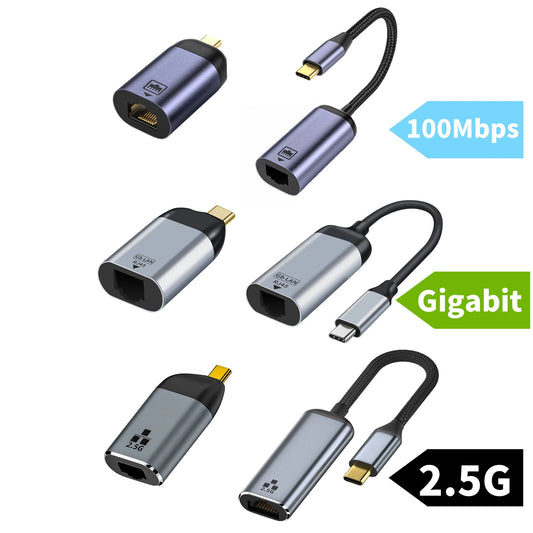 USB C 100/1000/2500Mbps Ethernet Adapter Thunderbolt3 Compatible Type-C to RJ45 Port External Network Card Converter for Laptop by PDG ibma