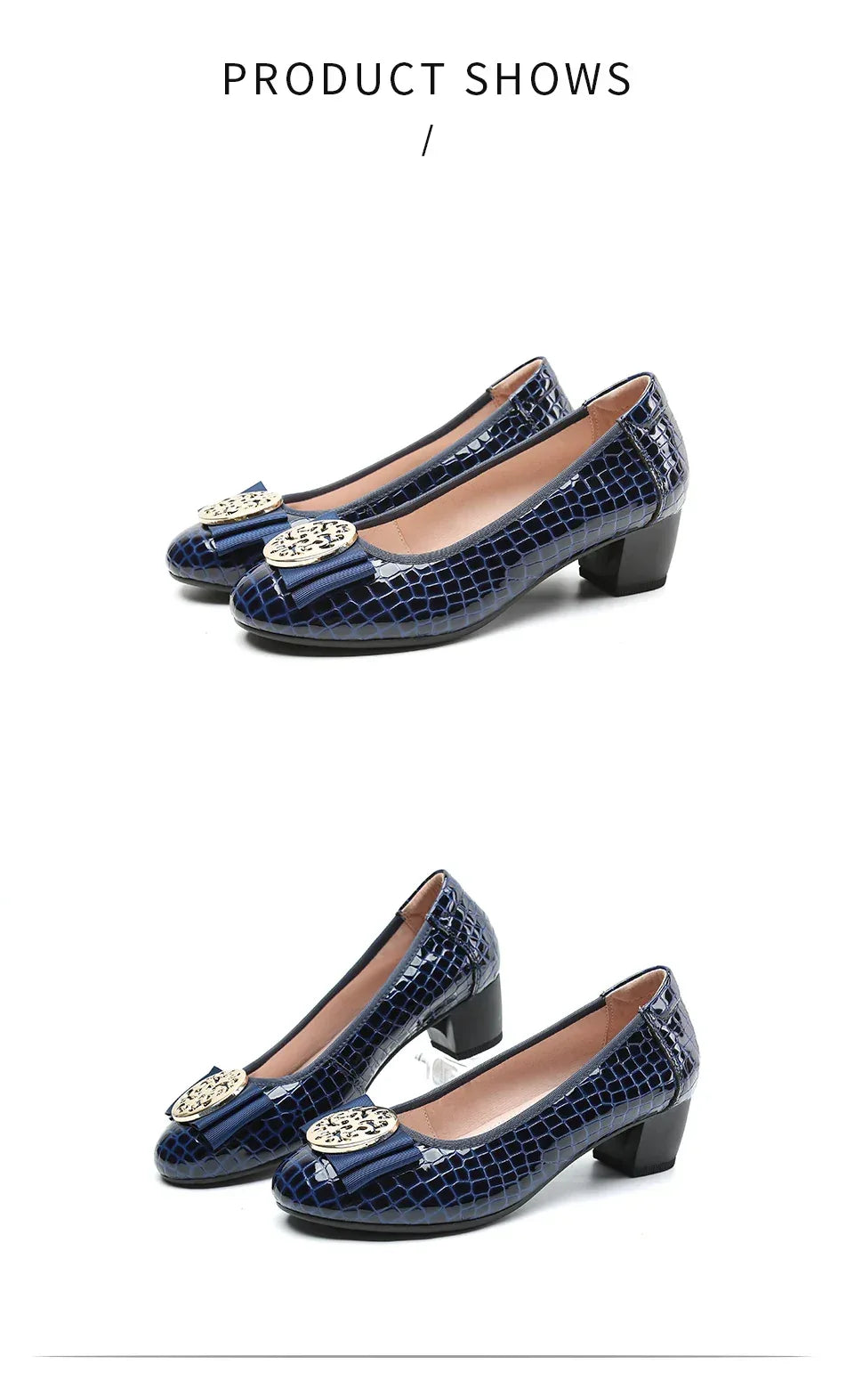 Spring and Autumn Boat Shoes Genuine Leather Soft Sole Mid-Heel Shoes Bow Heels Ladies Women Womens Round Toe Slip-on Women's 42
