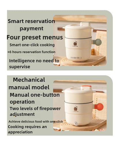 220V 1.8L Ball Handle Electric Heating Pot Multi-functional Household Rice Cooker Easy To Clean 4-in-1 Steaming Frying Rinsing