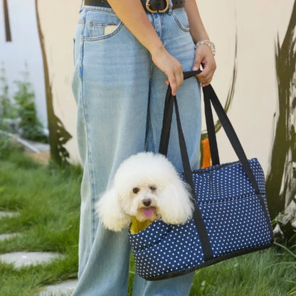 Portable Pet Carrier Bag - Breathable Mesh Winter Warm Foldable Shoulder Handheld Bag, for Small-medium Dogs Cats