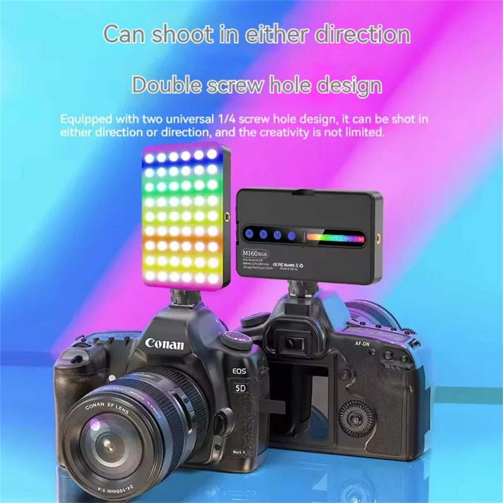 FANGTUOSI NEW RGB Video Light With Display Screen Mini Fill Camera Light Selfie Lighting Rechargeable Dimmable Hot shoe mouth