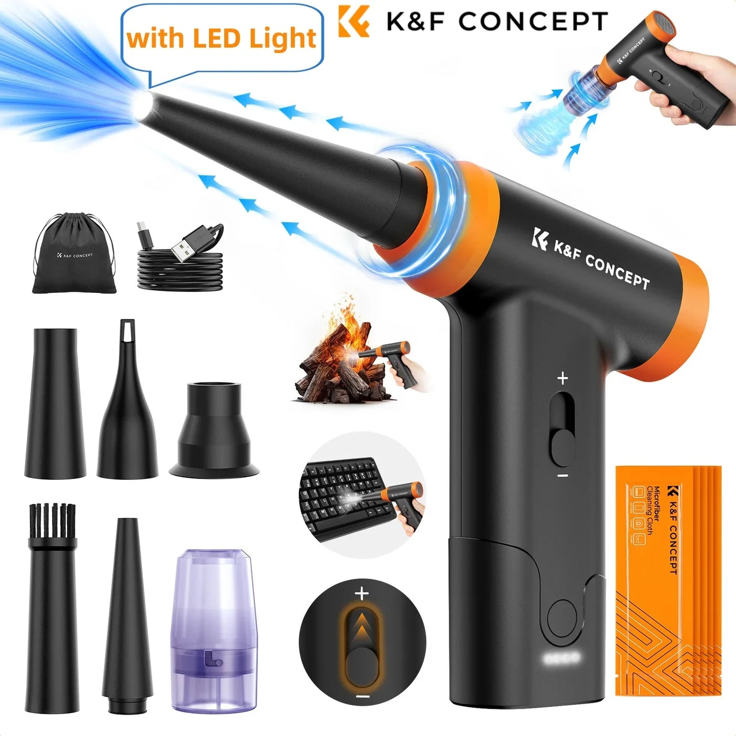 K&F CONCEPT Electric Air Duster Cordless Compressed Air Blower Suction for Computer,PC,Laptop Keyboard,Car,Camera Dust Cleaner