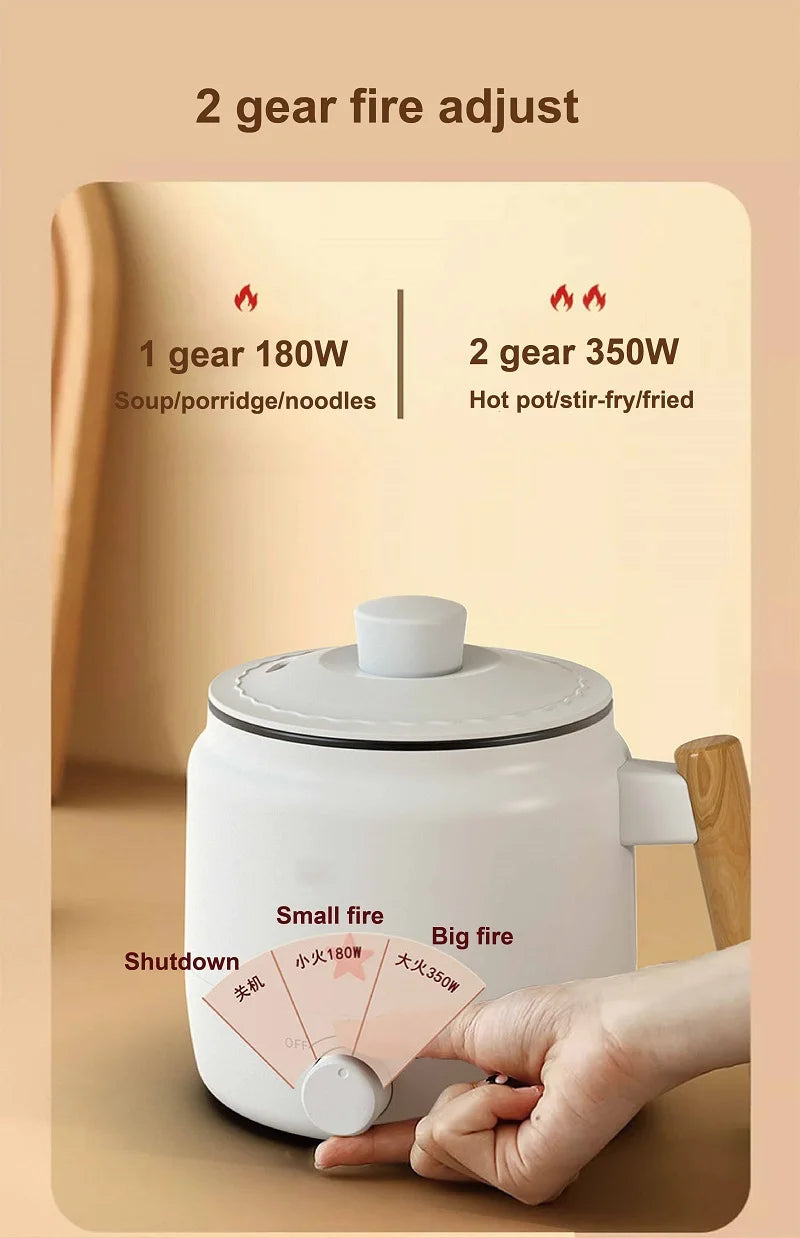 1.2L Electric Cooker Student Dormitory Low Power Noodle Cooker Multifunction Pot Portable Travel Mini Electric Hot Pot 200W
