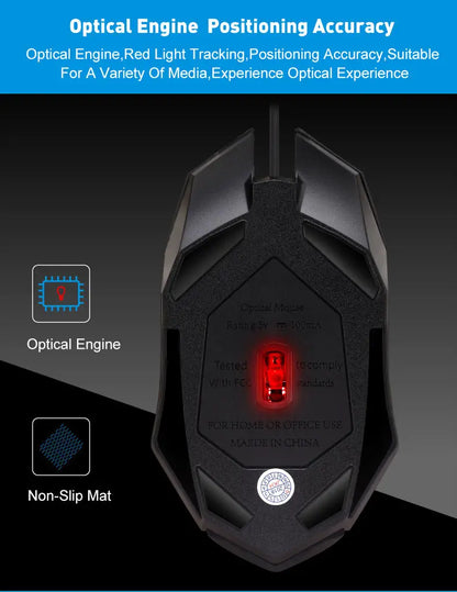20251 PC ITLY M01 Sports LED Luminous Backlit USB Wired Gaming Mouse for Desktop PC Laptop Office Computer Gaming Mouse
