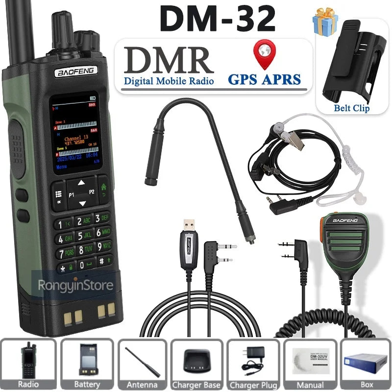BAOFENG DM-32 with Belt Holster DMR Radio Digital Walkie Talkie GPS APRS 999 Channel Dual Mode Analog Dual Time Slot For Hiking