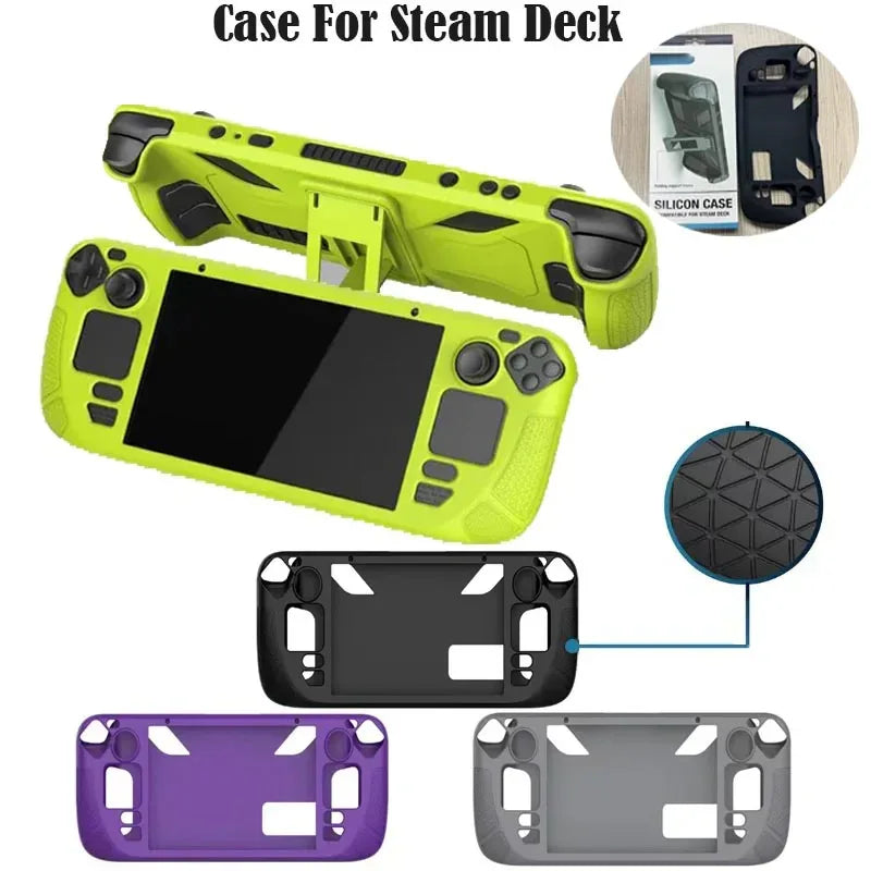Console Protector Case For Steam Deck Host Anti-Slip Soft Shell Protective Case With Holder Stand For Steam Deck Game Console