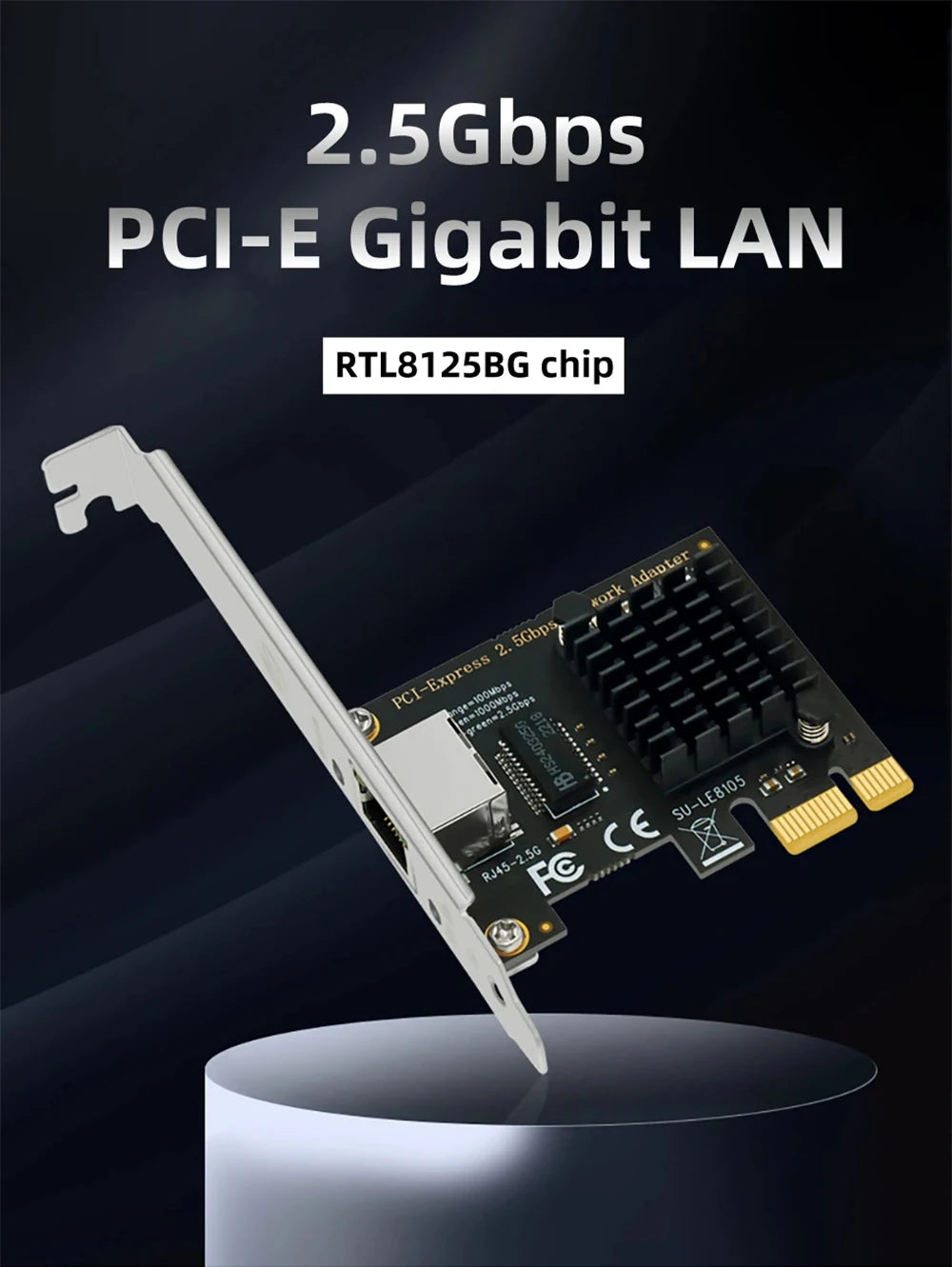 2.5G PICE To RJ45 Network Card RTL8125B chip 2500Mbps RJ45 PCI Express Converter Lan Ethernet Gigabit Adapter For Win7/8/10/11