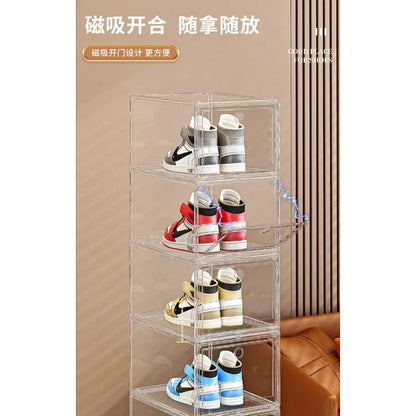 Shoe box, hard box, magnetic suction, front side opening storage, transparent acrylic bag, hand-held storage box, shoe cabinet