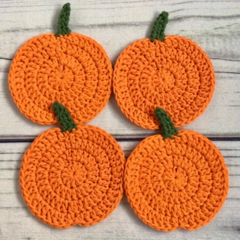 Dessous de verre citrouille au crochet pour Halloween, faits main en laine, résistants à la chaleur, pour la cuisine et la salle à manger. Décoration idéale pour offrir.