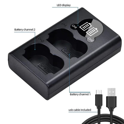 Dual Camera Battery Charger for Sony NP-FW50 FZ100 BX1 Canon LP-E6 E8 E17 NB-13L fuji NP-W235 W126 Nikon EN-El15 EL25 Panasonic