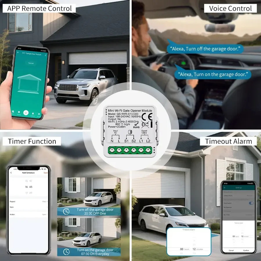 Tuya WiFi Zigbee Garage Door Opener Controller Smart Gate Opener Module Smart Life APP Alexa Google Home Alice Voice Control