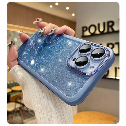 Fashion Bling Glitter Phone Case  For iPhone 16 E 15 Pro Max 14 Plus 13 12 11 Luxury Shockproof Bumper Silicone Clear Back Cover