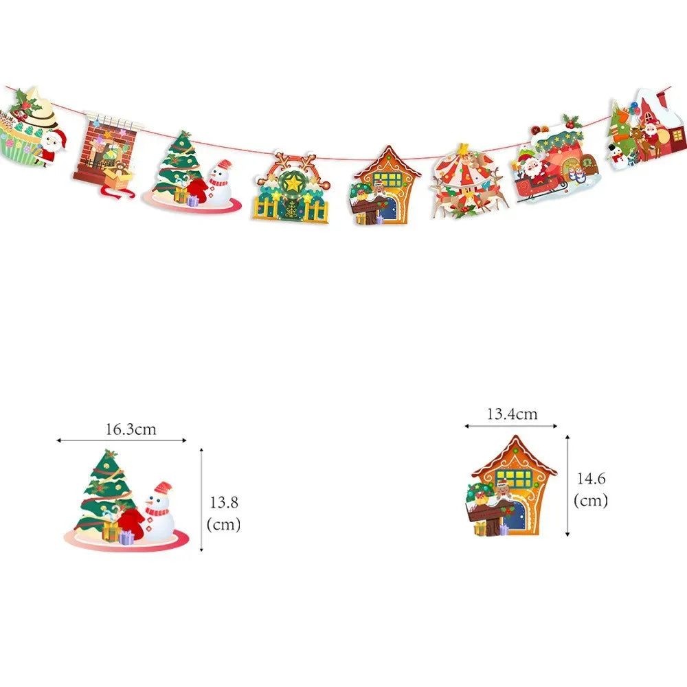 Christmas Banner Tree Ornaments Merry Decoration for Home 2025 Santa Claus Pendant Xmas Gifts New Year 2026 Flag Party Pulling