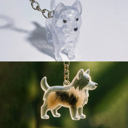 Cute Clear Puppy Hair Memorial DIY Pendant Keychain Decor Keepsake Capsule Pet's Dog Fur Container Pet Lovers Home Display Gifts