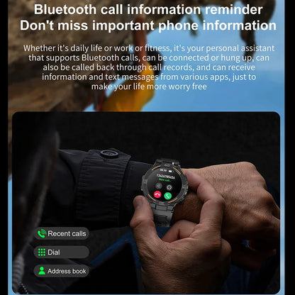 2025 New Sport Smart Watch Men 360*360 HD Screen Flashlight Health Monitoring IP68 Waterproof Heart Rate BT Call Smartwatch Man