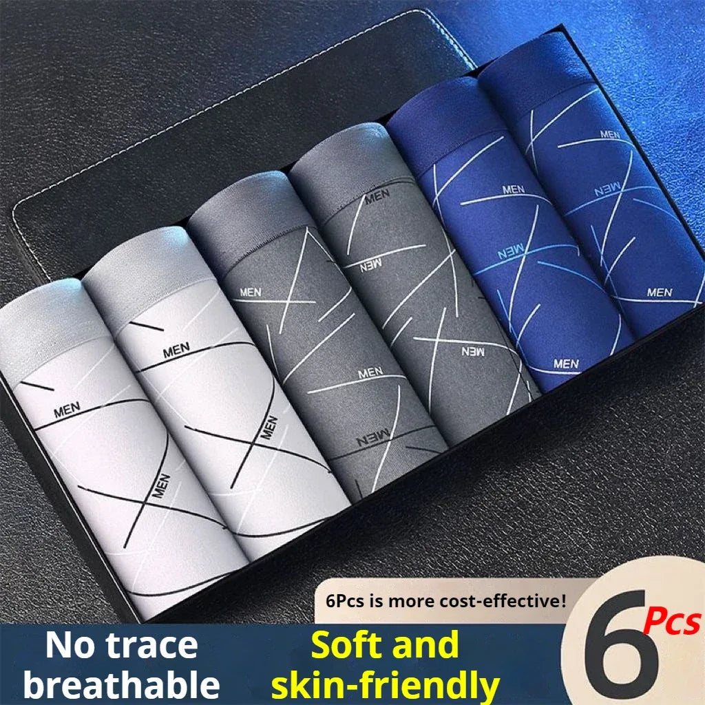 6Pcs Men's Sexy Underwear Boxers Mens Short Soft Comfortable Breathable Fashion Antibacterial Trunks Fitness Running Man Shorts
