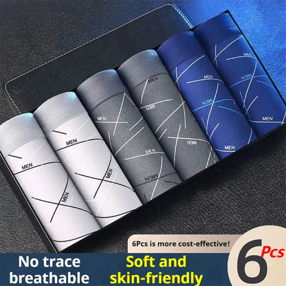 6Pcs Men's Sexy Underwear Boxers Mens Short Soft Comfortable Breathable Fashion Antibacterial Trunks Fitness Running Man Shorts
