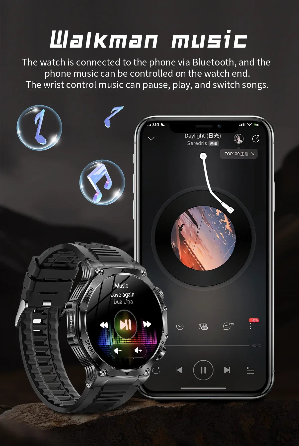 2026 800mAh Super Capacity Battery Adult Men Smart Watch 1.8-inch Large Screen Bluetooth Call IP68 Waterproof SmartWatch Sports
