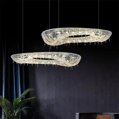 2025 Modern Luxury Round Oval Crystal Chandelier For Living Dining Room Chrome Luster LED Pendant Lights Hotel Duplex Villa Lamp