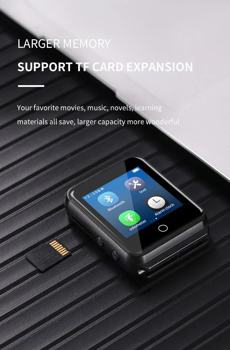 Metal Bluetooth watch MP3 music player HiFi audio quality Bluetooth 5.0 support TF card FM FM/e-book/pedometer wristband MP4