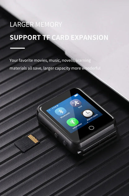Metal Bluetooth watch MP3 music player HiFi audio quality Bluetooth 5.0 support TF card FM FM/e-book/pedometer wristband MP4