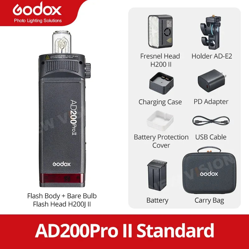 Godox AD200PRO II 200W Out-door Pocket Flash AD200PROII TTL HSS Speedlite Bi-color Modeling Lamp With X2T/X3/X3PRO/XPRO/XPROII