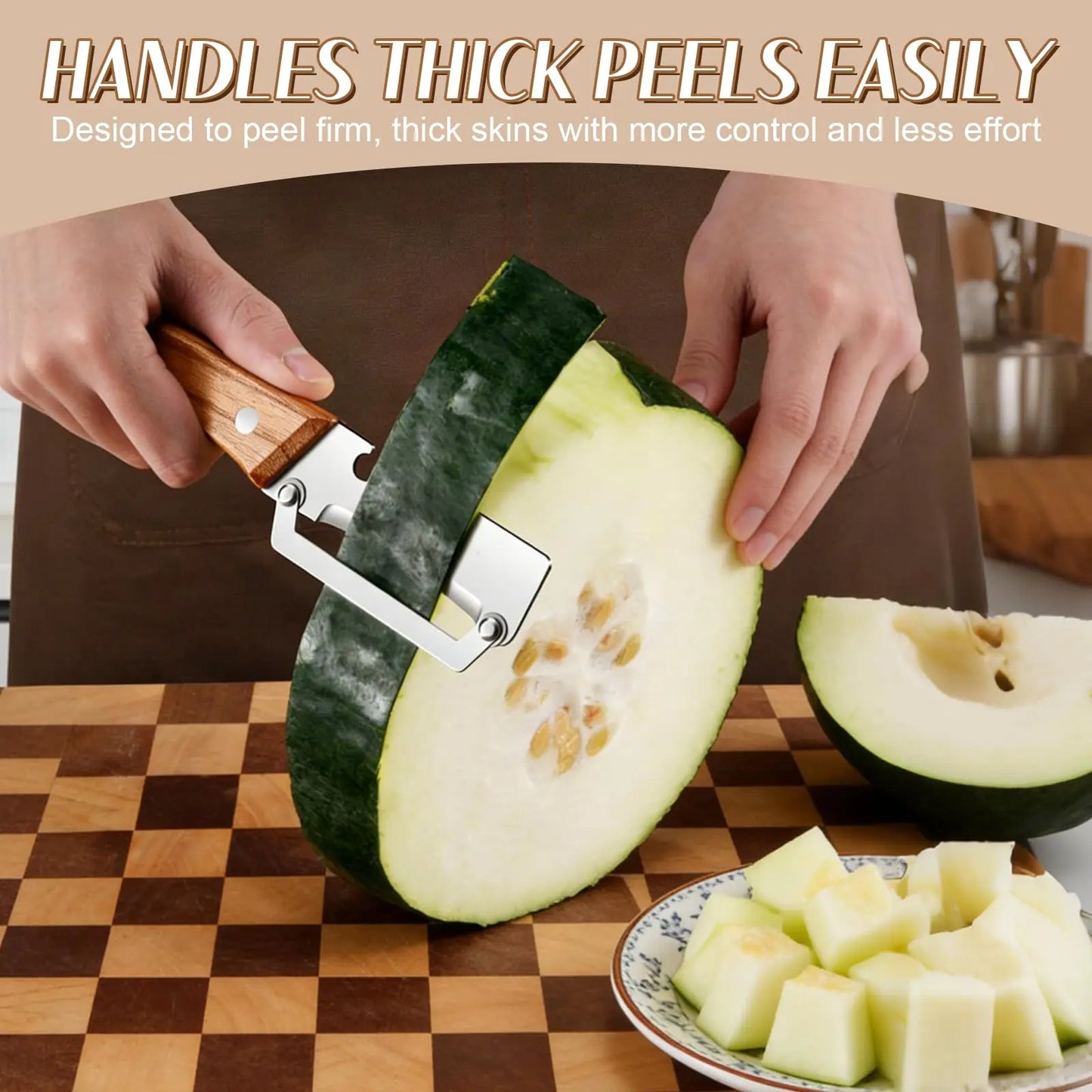 3-in-1 Vegetable Peeler with Wooden Handle and Bottle Opener, Multi-Functional Vegetable Peeler for Kitchen, Gadgets Tool