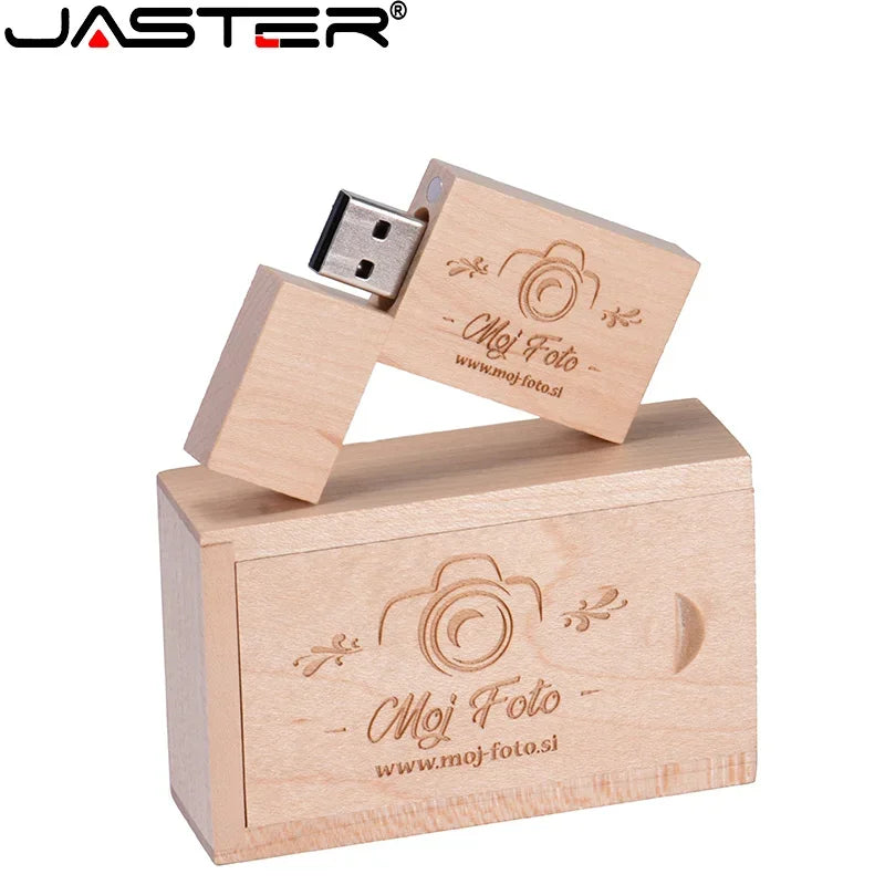 JASTER Wooden USB Flash Drive Red Wood Pendrive 64GB 16GB 32GB 4GB 8GB Creativo U Disk Memory Stick Wedding Gift Custom Logo