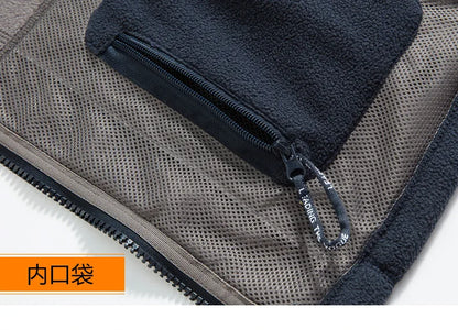 new men's fleece with fleece thickened warm windproof outdoor casual storm jacket fashion men's coat