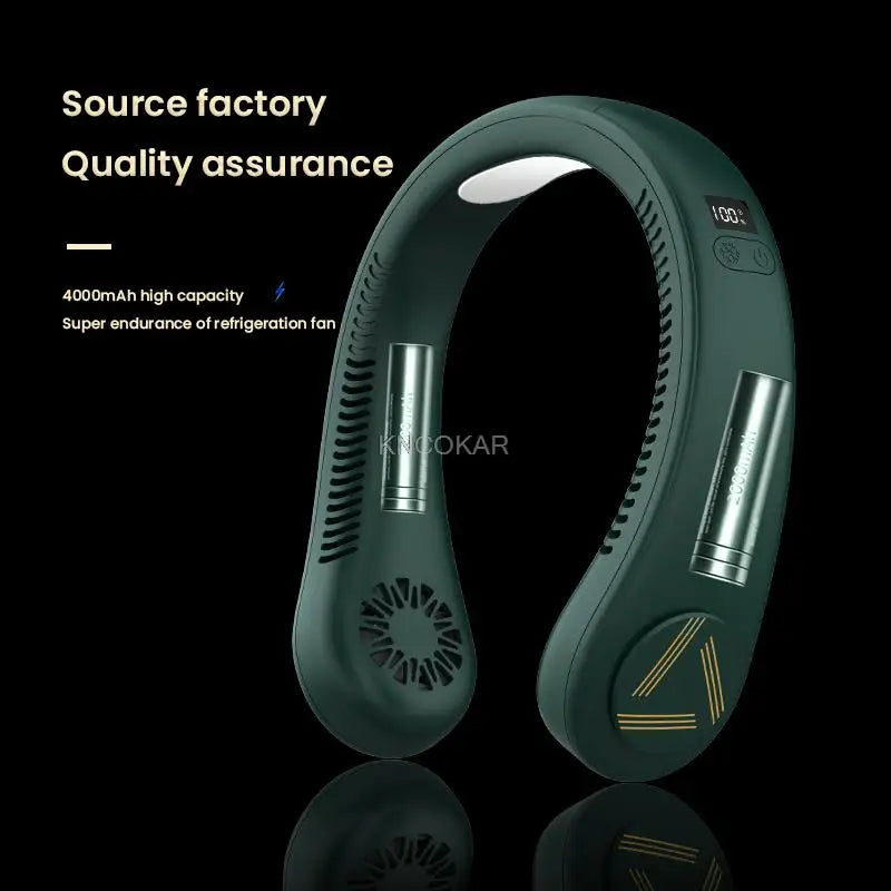Portable Air Cooling Neck Fan Mini Bladeless LED Air Conditioner Wireless Outdoor Sport Cooling Hanging Fan ventilador de cuello