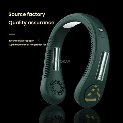 Portable Air Cooling Neck Fan Mini Bladeless LED Air Conditioner Wireless Outdoor Sport Cooling Hanging Fan ventilador de cuello