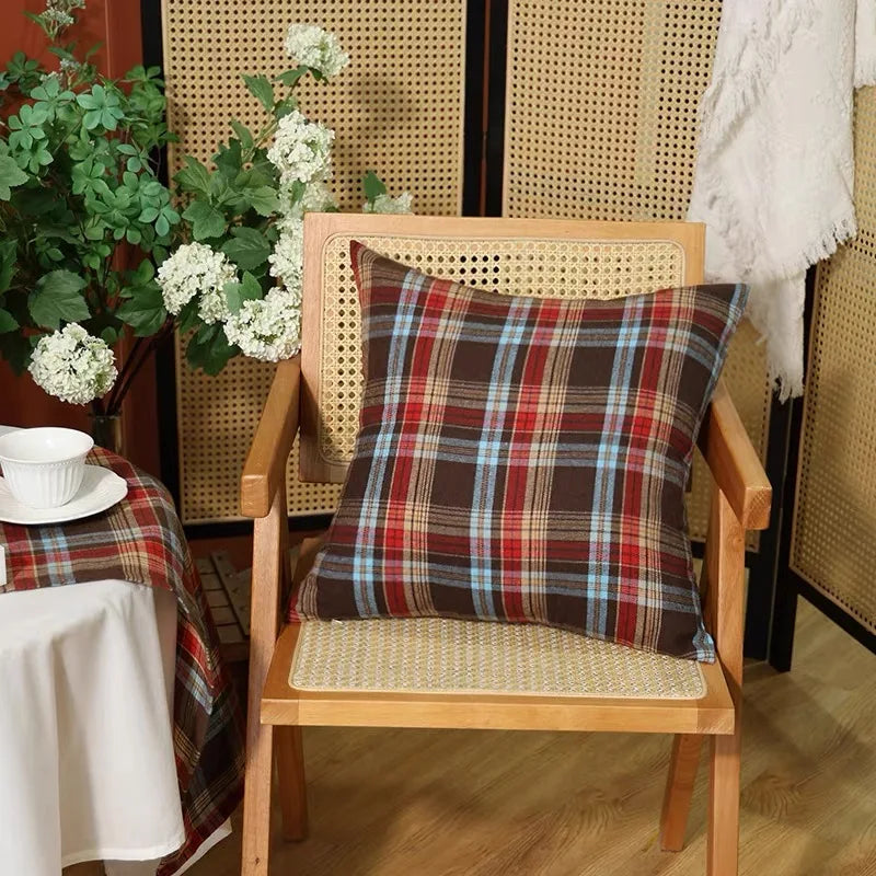 Christmas Plaid Decorative Throw Pillow Covers Scottish Tartan Cushion Case for Farmhouse Home Holiday Decor Sofa Couch Decor