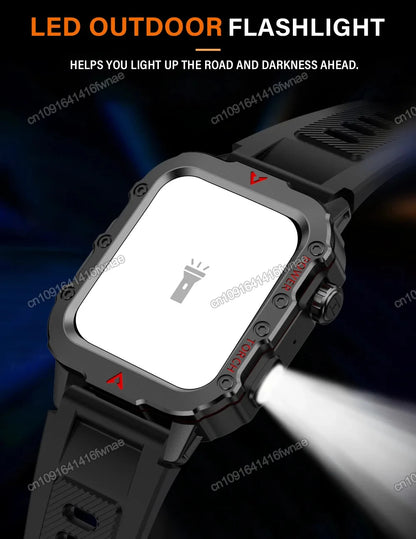2025 Smartwatch Military Outdoor Sports Watches For Man Woman LED Flashlight Health Monitoring 1.73 inch Bluetooth Watches New