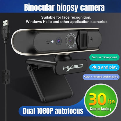 30FPS Online Mini USB Face Recognition 5 Million Built-in Microphone Autofocus Camera Windows Hello Auto-Unlock Webcam For PC