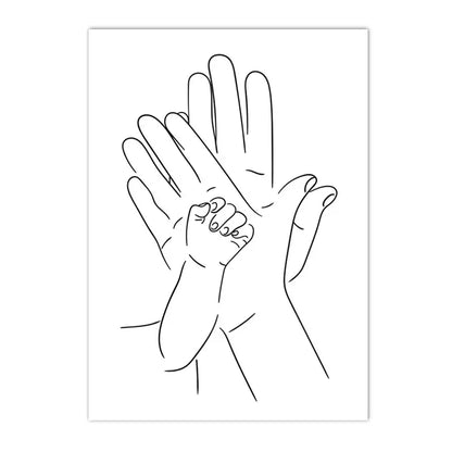 Love Hands Abstract Line Canvas Painting Family Portrait Print Mom Dad Daughter Son Art Poster Nordic Wall Pictures Home Decor