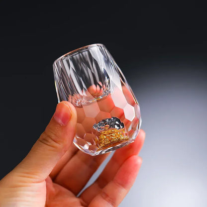 1/2/4/6pcs Luxury Crystal Glass Vodka Sake Shochu Bar Liqueur Gold Foil Glass Tea Cup Gift Hard Liquor Wine Glasses 15ml