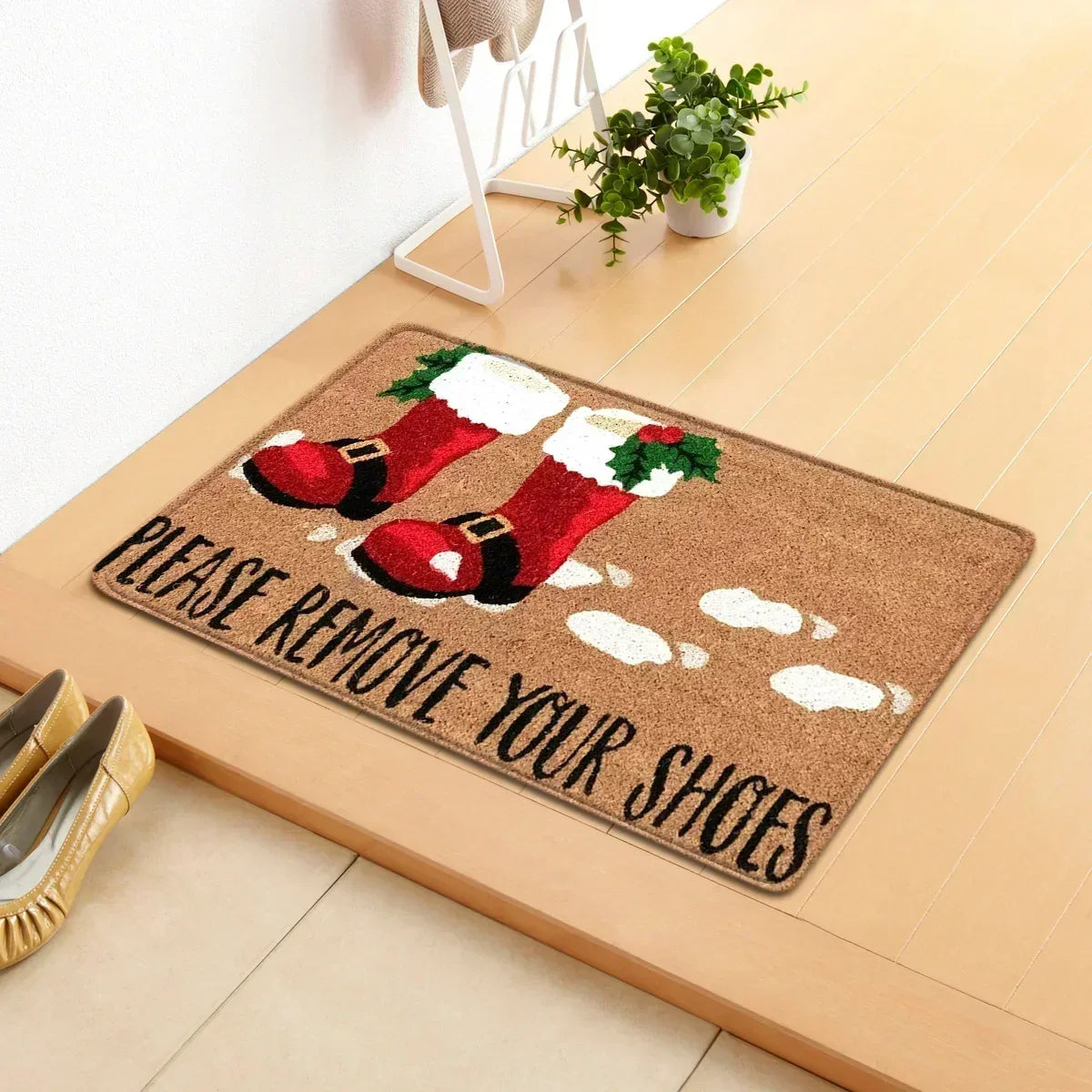 VIKAMA Merry Christmas Welcome Doormat Winter Non-Slip Rubber Backed Floor Mat for Home Indoor Outdoor Entrance Decoration