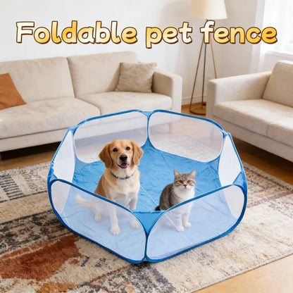 Foldable Open Pet Playpen Portable Transparent Pet Cage Yard Fence for Dog Cat Rabbit Hamster Guinea Pig Indoor Outdoor