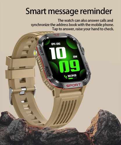 2026 New LED flashlight Military Smart Watch Men IP68 GPS Outdoor Sports Fitness Tracker Health Monitor 2.01" BT Call Smartwatch