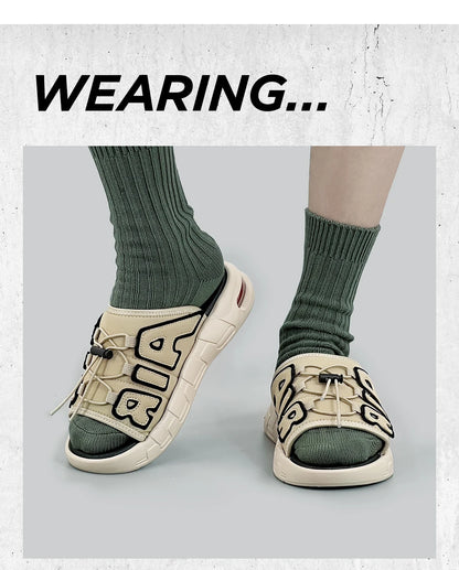 Air Cushion Slippers Summer Men Sandals Thick Sole Beach Slippers Flats Cloud Slides Sports Slippers Outdoor Man Sneaker Shoes