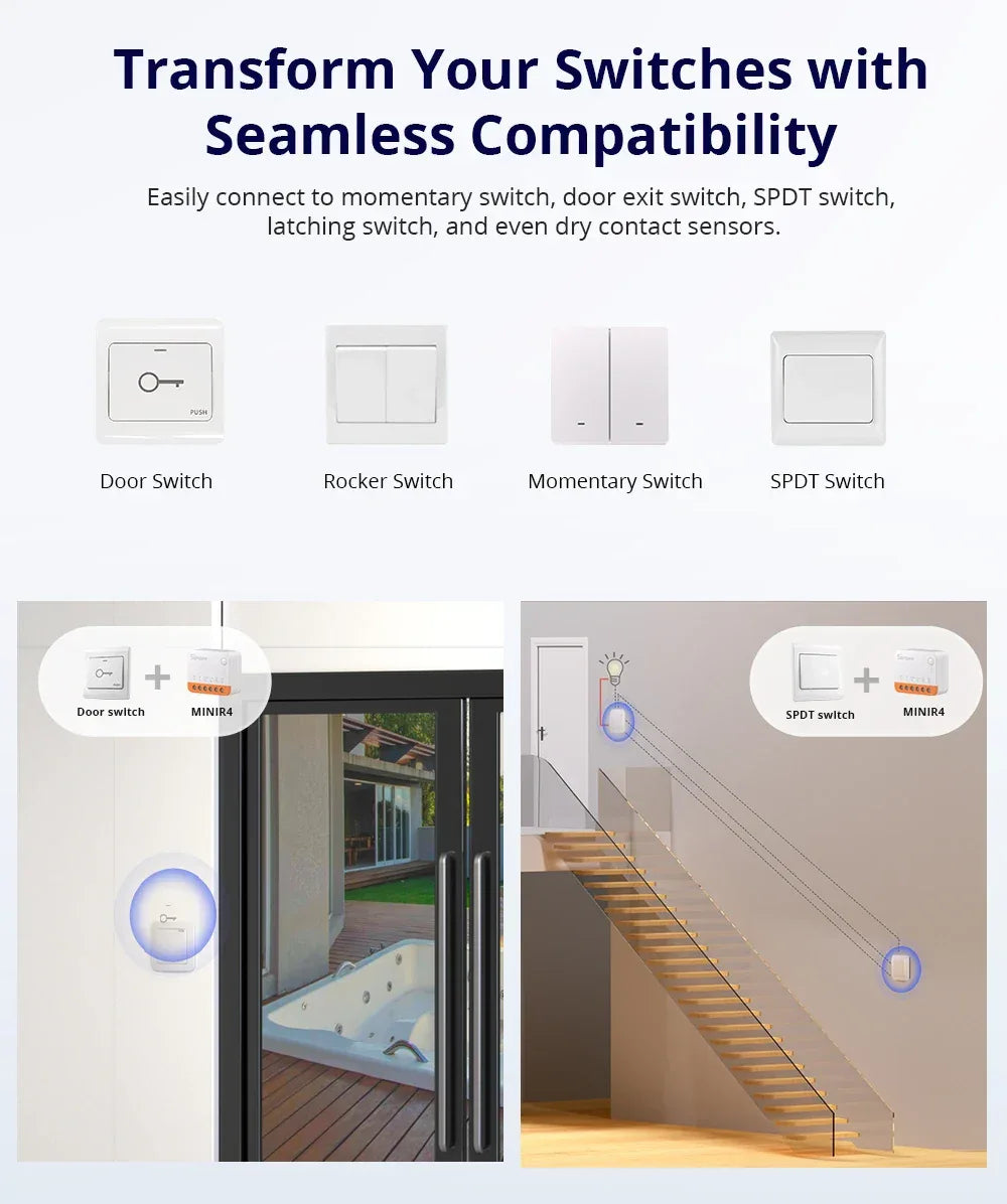 Sonoff Mini R4 Extreme Wifi Smart Switch Interruptor with Relay On-Off DIY Switch Module eWelink APP Control Works with Alexa