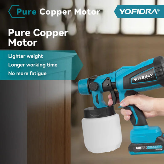 YOFIDRA 1000ML Electric Spray Gun Powerful Portable Paint Sprayer Cordless Furniture Coating Airbrush For Makita 18V Battery Pin
