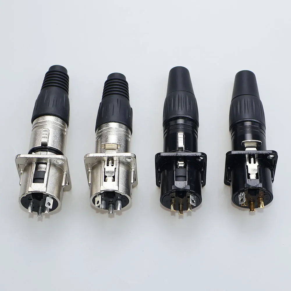 JCD XLR 3Pin Male/Female Microphone Audio Cable Plug Panel Pure Black Silver Copper Gold-Plated XLR Connector Socket