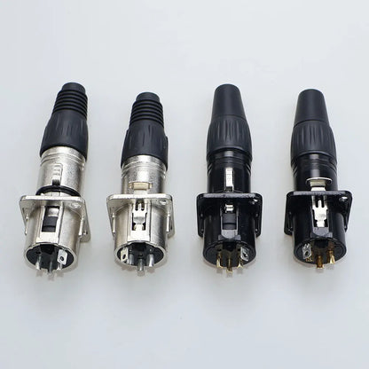 JCD XLR 3Pin Male/Female Microphone Audio Cable Plug Panel Pure Black Silver Copper Gold-Plated XLR Connector Socket