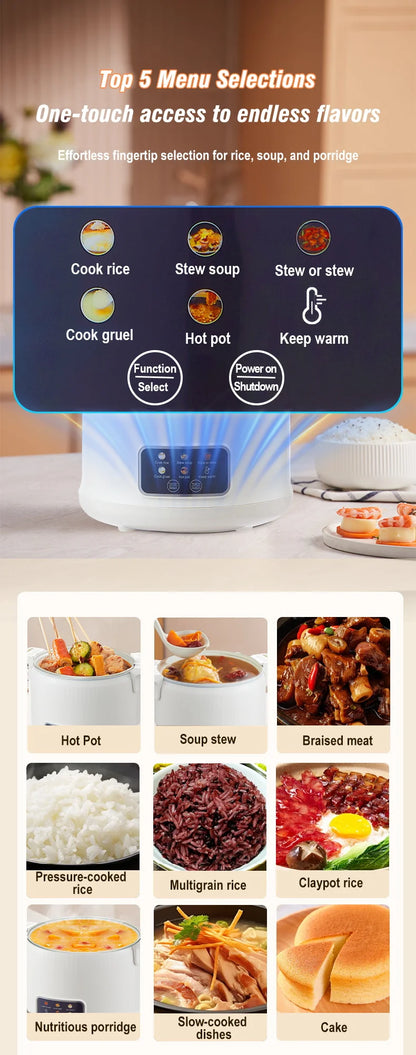 1.8L Micro Pressure Rice Cooker for 1-2 People, Multifunctional Household Hot Pot, Porridge, Soup, Electric Rice Cooker 220V