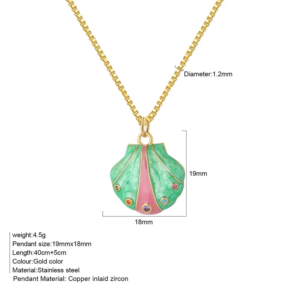 Bohemian Heart Animals Necklace for Women Cute Heart Punk Motocycle Pendant Gold Color Stainless Steel Long Chain Collars Neck