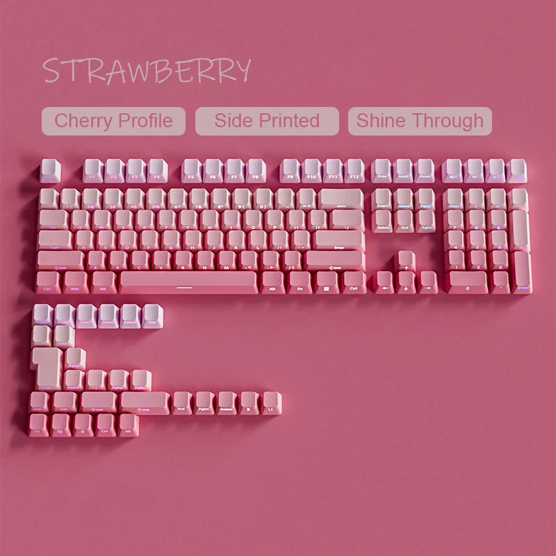 Babysbreath Side Print Shine Through Keycap Cherry Profile Double Shot PBT Keycaps 130 Key for Cherry MX Switches Gamer Keyboard